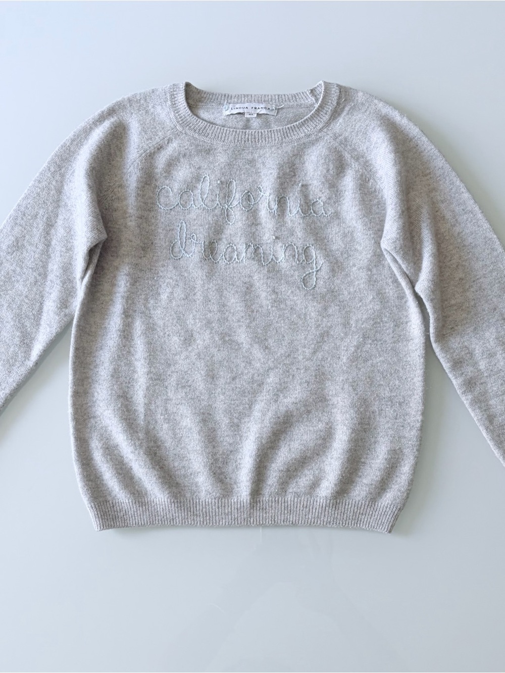 Lingua Franca Cashmere 'California Dreaming' Crewneck Sweater - Light Gray Sz 6T